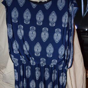 Just My Size Bandana Sleeveless Handkerchief Dress, Blue/White, Size 2X